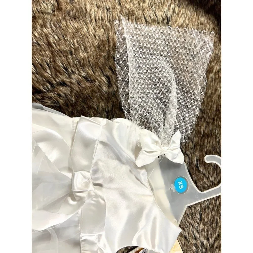 XS White Wedding Dress & Veil‎ Set NWT (Orig. $15)